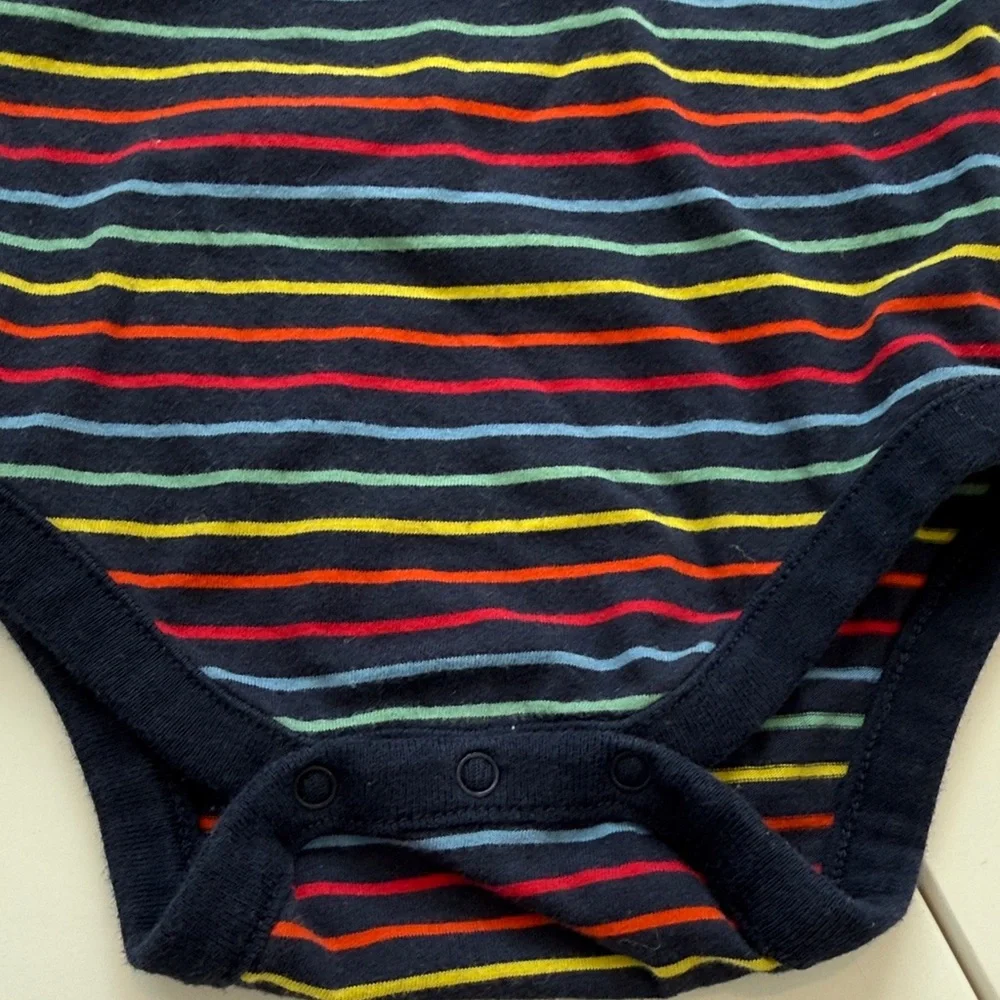 Baby Gap Striped Long-Sleeve Navy One-Piece Bodysuit